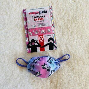 Girl’s Unicorn Pattern Facial Masks Fabric and Disposable Pack Bundle Size 5-12